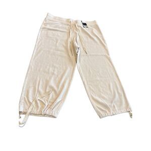 New York & Company Ruched cropped cotton-jersey track pants size M